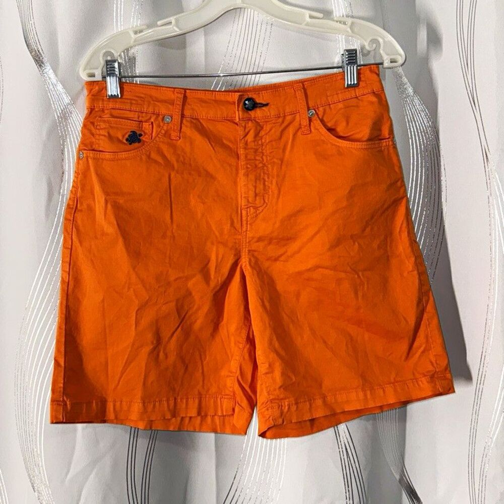 Vilebrequin Men’s Orange Chino Shorts Cotton Elastane Pockets Turtle Logo
